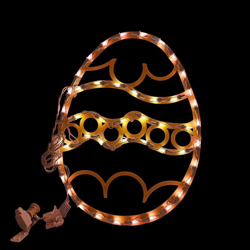 Vintage Easter Egg Light up Silhouette Window Door Decoration 46 Colorful Lights
